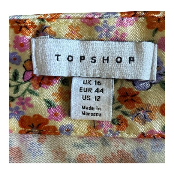 Topshop Floral Top Tie Strap Cami Tank Orange Pink Ditsy Flowers Blouse US 12 - Picture 5 of 8